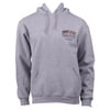 Gray gun metal hooded sweatshirt with front pocket and small colorful Ron Jon Surf Shop ONE OF A KIND Cocoa Beach on the left chest area.