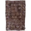 A piece of brown fabric with a repeating leaf pattern in lighter shades of beige and tan.