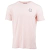 Pale pink short-sleeve T-shirt with small circular logo on the left chest.
