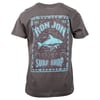 Gray T-shirt featuring a vintage-style Ron Jon Surf Shop graphic with a shark illustration and text Since 1959 on the back.