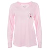Light pink long-sleeve shirt with a small circular logo featuring text and a flamingo on the left chest area.