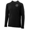 Black long-sleeve rash guard with a small round logo on the left chest. Logo features Ron Jon Surf Shop text and a graphic.