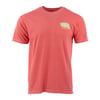 Red short-sleeve T-shirt with a small logo on the upper left chest area.
