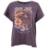Gray T-shirt featuring a floral design and the text Ron Jon Paradise Dreams with a moonlit beach scene.