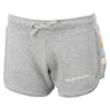 Gray shorts with a drawstring and colorful side stripes, featuring Ron Jon Surf Shop logo on the front left side.