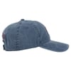 A faded blue baseball cap with a curved brim, viewed from the side. The material appears worn, giving it a vintage look.