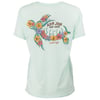 A light green T-shirt with a floral sea turtle graphic and Ron Jon Surf Shop Salt Life text on the back.