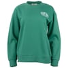 Green crewneck sweatshirt with a small Ron Jon Surf Shop logo patch on the left chest.