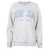 Light gray sweatshirt with RON JON Surf Shop written in blue on the front, displayed on a plain white background.
