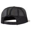 A black mesh trucker hat seen from the back, featuring an adjustable snapback closure.