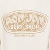 Logo of Ron Jon Surf Shop with turtle graphics, followed by Long Beach Island on a beige background.