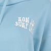 Light blue hoodie with white embroidered text reading RON JON SURF SHOP and partially visible words on the chest area.