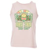 Sleeveless beige T-shirt with Ron Jon Surf Shop logo in a colorful design featuring a sun and flowers.