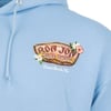 Light blue hoodie featuring a Ron Jon Surf Shop logo with flowers and Cocoa Beach, Fla. text printed on the chest.