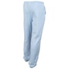 Light blue fleece sweatpants with an elastic waistband and cuffs, shown from the back on a plain white background.