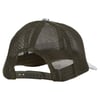 A green mesh trucker cap with an adjustable snapback closure, viewed from the back.