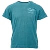 Turquoise T-shirt with short sleeves. Logo on the chest reads Ron Jon Surf Shop with surfboard graphics.