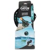 A Waboba Catch ambidextrous water glove in packaging, featuring a black and teal design with grid-style holes, labeled for catching balls that skip on water.