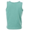 A sleeveless teal tank top viewed from the back.