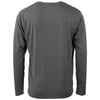 Back view of a plain gray long-sleeve rash guard on a white background.