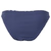 Navy blue bikini bottoms with a subtle floral print on the edges, displayed on a white background.