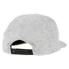A light grey baseball cap with a crinkled-looking fabric is shown from the back, featuring an adjustable black plastic snap closure.
