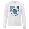 White long-sleeve hoodie with Ron Jon Surf Shop and a surfer graphic on the front.