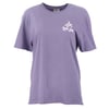 A purple short-sleeve T-shirt with a small white Ron Jon logo and turtle graphic on the upper left chest.