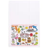 Colorful beach-themed illustrations on a white towel, featuring dolphins, surfboards, a cruise ship, and the text Ron Jon Surf Shop.
