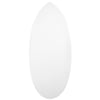 An elongated, oval-shaped, white skimboard bottom with a smooth surface, shown against a plain white background.