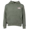 A green hooded sweatshirt with a front pocket and a Ron Jon Surf Shop patch on the left chest.