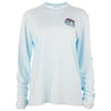 Light blue long-sleeve shirt with a small colorful logo on the left chest that reads Ron Jon Surf Shop.