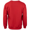 A plain red crewneck sweatshirt shown from the back, displayed against a white background.