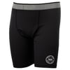 Black athletic shorts with gray waistband featuring the Ron Jon Surf Shop logo on the left thigh.