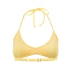 Yellow bikini top with halter neck ties and adjustable back strap.