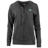 Dark gray zip-up hoodie with long sleeves and a small printed logo on the left chest.