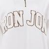 White sweater with large, brown-outlined text that reads RON JON across the front.