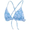 Light blue floral bikini top with triangular cups, adjustable spaghetti straps, and a tie closure at the front.
