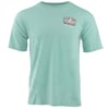 A plain green short-sleeve t-shirt with a small Ron Jon Surf Shop logo and text on the upper left chest.