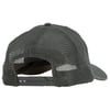 A dark gray mesh trucker hat with an adjustable snapback closure, viewed from the back.