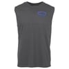 Sleeveless dark gray shirt with a blue Ron Jon Surf Shop Cocoa Beach logo on the upper left chest.