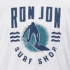 Ron Jon Surf Shop logo with a silhouette of a surfer on a board against a circular background, accompanied by stylized wave lines.