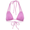 Purple triangle bikini top with multiple string ties and halter neck style.