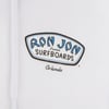 White fabric with a Ron Jon Surfboards Orlando logo in blue and black lettering.
