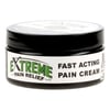 A black jar labeled Extreme Pain Relief with Fast Acting Pain Cream in white text.
