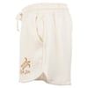 Beige shorts with an elastic waistband, side pockets, and a beige turtle graphic with Ron Jon text at the bottom.