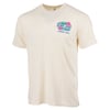 A plain off-white short-sleeve t-shirt with a small colorful Ron Jon Surf Shop Pensacola Beach graphic on the upper left chest.