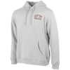 Light gray hooded sweatshirt with a front pocket and a small Ron Jon Surf Shop Ocean City, MD logo on the upper left chest.