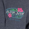 Dark gray fabric with the Ron Jon Surf Shop logo, featuring pink flowers, green leaves, and text Cocoa Beach.
