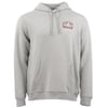 A light gray hooded sweatshirt with a front pocket and a small Ron Jon Surf Shop One of a Kind logo on the upper left chest.